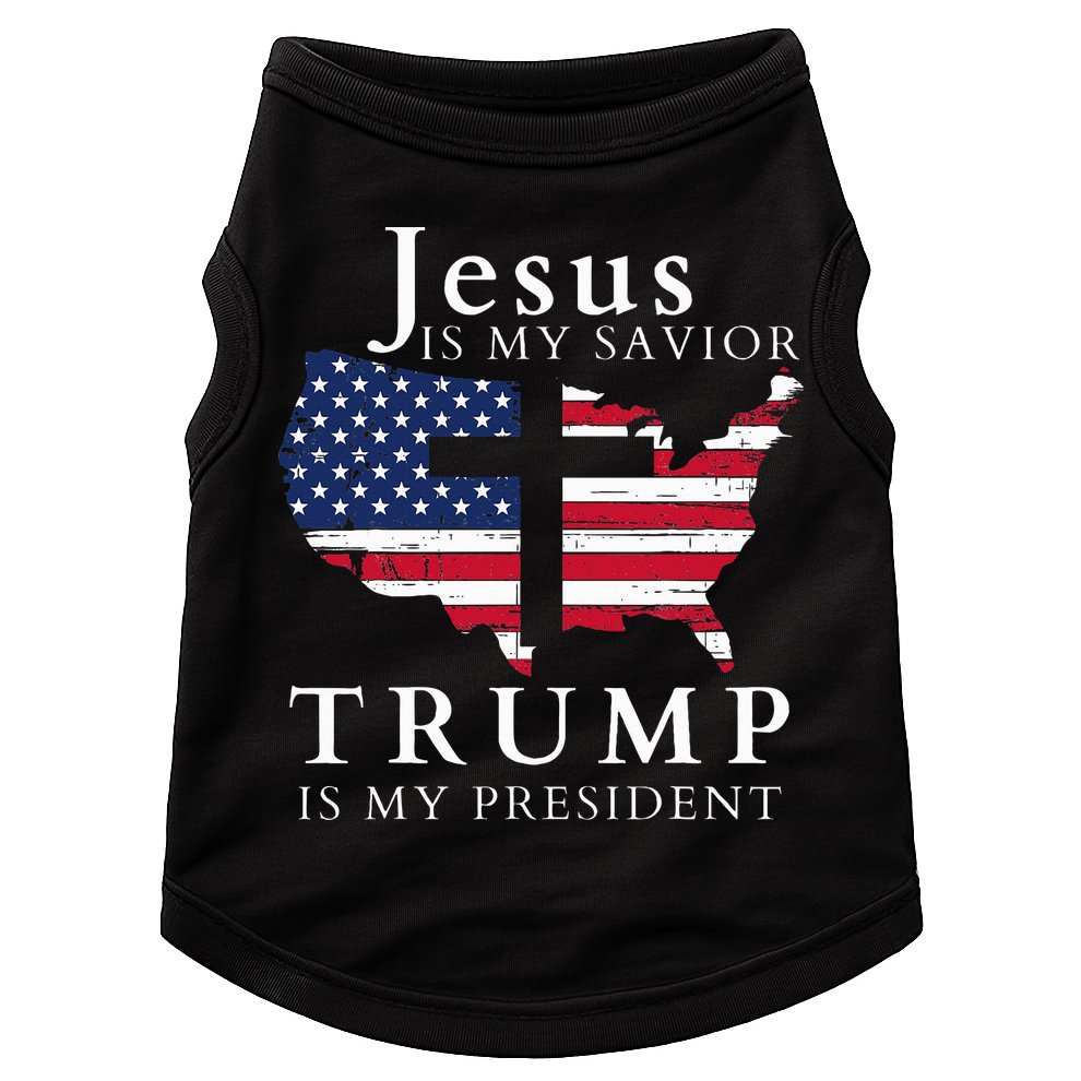 Jesus Is My Savior Trump Is My President Usa Flag And Cross Doggie Tank