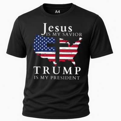 Jesus Is My Savior Trump Is My President Usa Flag And Cross Performance Shirt