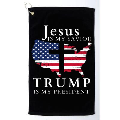 Jesus Is My Savior Trump Is My President Usa Flag And Cross Golf Towel