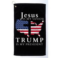 Jesus Is My Savior Trump Is My President Usa Flag And Cross Golf Towel