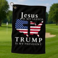 Jesus Is My Savior Trump Is My President Usa Flag And Cross Golf Towel