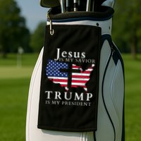 Jesus Is My Savior Trump Is My President Usa Flag And Cross Golf Towel