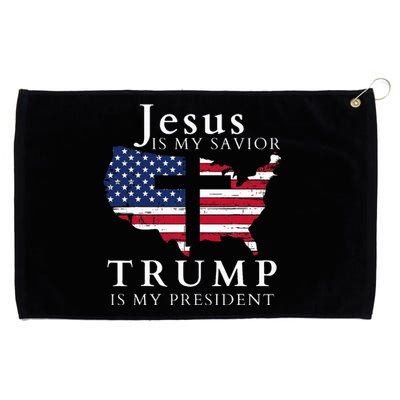 Jesus Is My Savior Trump Is My President Usa Flag And Cross Grommeted Golf Towel