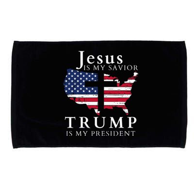 Jesus Is My Savior Trump Is My President Usa Flag And Cross Microfiber Hand Towel