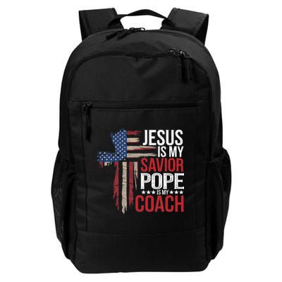 Jesus Is My Savior Pope Is My Coach Religious Quote Saying Backpack
