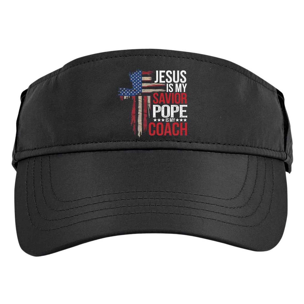 Jesus Is My Savior Pope Is My Coach Religious Quote Saying Adult Drive Performance Visor