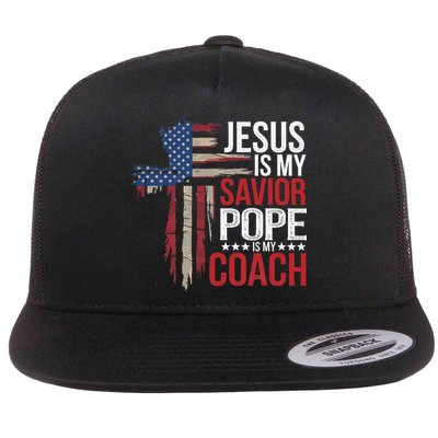 Jesus Is My Savior Pope Is My Coach Religious Quote Saying Flatbill Hat