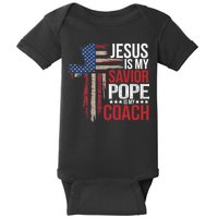 Jesus Is My Savior Pope Is My Coach Religious Quote Saying Baby Bodysuit