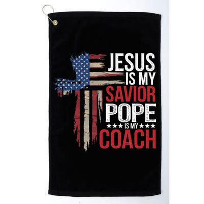 Jesus Is My Savior Pope Is My Coach Religious Quote Saying Golf Towel