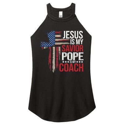 Jesus Is My Savior Pope Is My Coach Religious Quote Saying Women's Perfect Tri Rocker Tank
