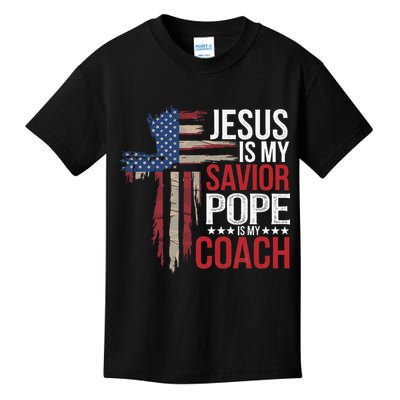 Jesus Is My Savior Pope Is My Coach Religious Quote Saying Kids T-Shirt