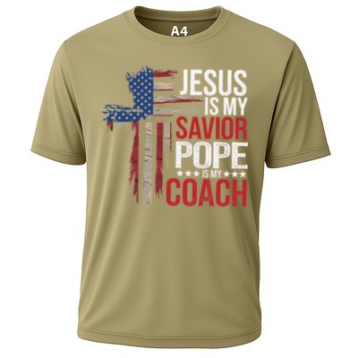 Jesus Is My Savior Pope Is My Coach Religious Quote Saying Performance Shirt