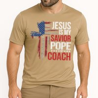 Jesus Is My Savior Pope Is My Coach Religious Quote Saying Cooling Performance Crew T-Shirt