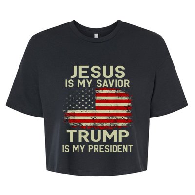 Jesus Is My Savior Trump Is My President Bella+Canvas Jersey Crop Tee