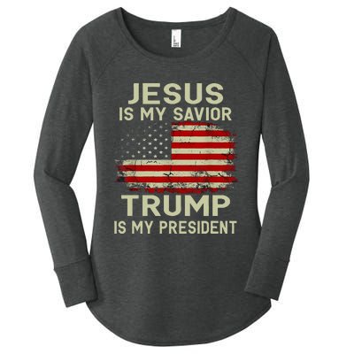 Jesus Is My Savior Trump Is My President Women's Perfect Tri Tunic Long Sleeve Shirt