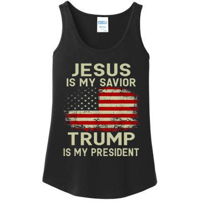 Jesus Is My Savior Trump Is My President Ladies Essential Tank