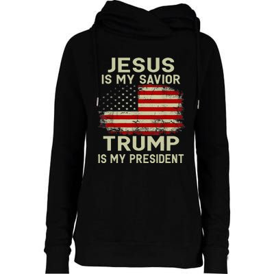 Jesus Is My Savior Trump Is My President Womens Funnel Neck Pullover Hood