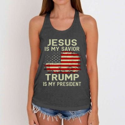 Jesus Is My Savior Trump Is My President Women's Knotted Racerback Tank