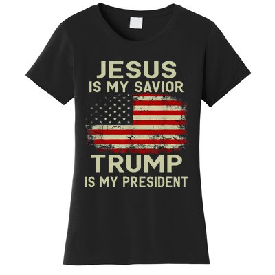 Jesus Is My Savior Trump Is My President Women's T-Shirt