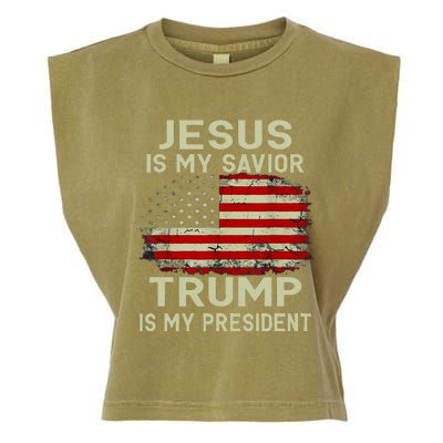 Jesus Is My Savior Trump Is My President Garment-Dyed Women's Muscle Tee