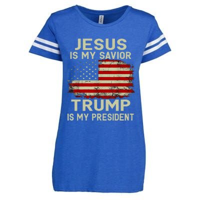 Jesus Is My Savior Trump Is My President Enza Ladies Jersey Football T-Shirt