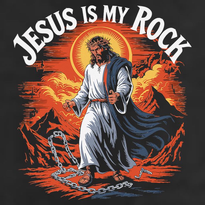 Jesus Is My Rock Biblical Christian Religious Biblical 7 Panel Mesh Trucker Snapback Hat
