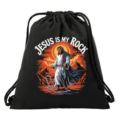 Jesus Is My Rock Biblical Christian Religious Biblical Drawstring Bag