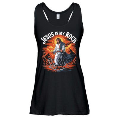 Jesus Is My Rock Biblical Christian Religious Biblical Ladies Essential Flowy Tank
