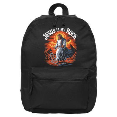 Jesus Is My Rock Biblical Christian Religious Biblical 16 in Basic Backpack