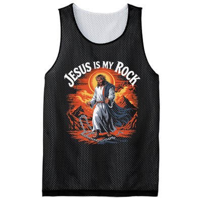Jesus Is My Rock Biblical Christian Religious Biblical Mesh Reversible Basketball Jersey Tank