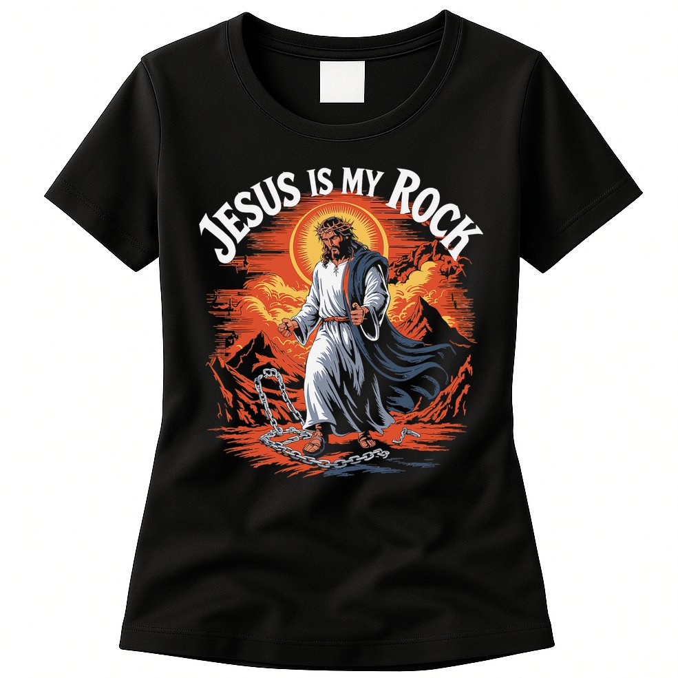 Jesus Is My Rock Biblical Christian Religious Biblical Womens T-Shirt