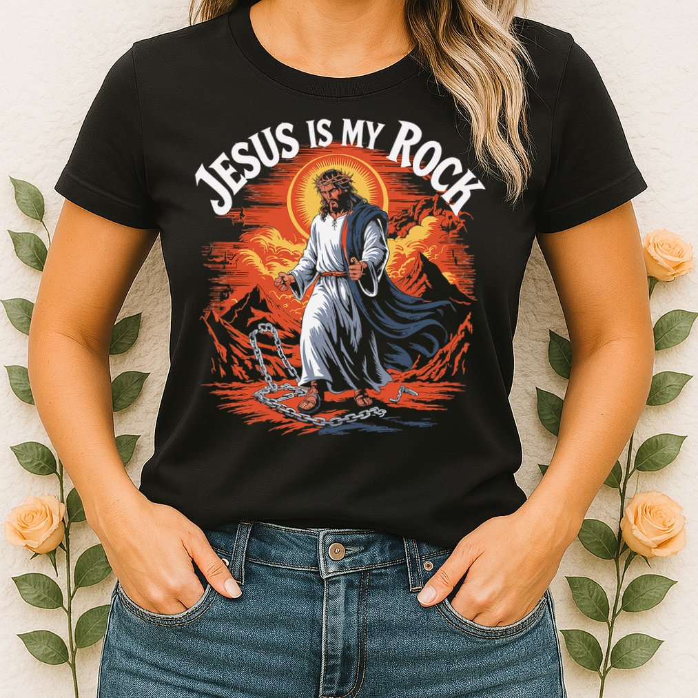 Jesus Is My Rock Biblical Christian Religious Biblical Womens T-Shirt