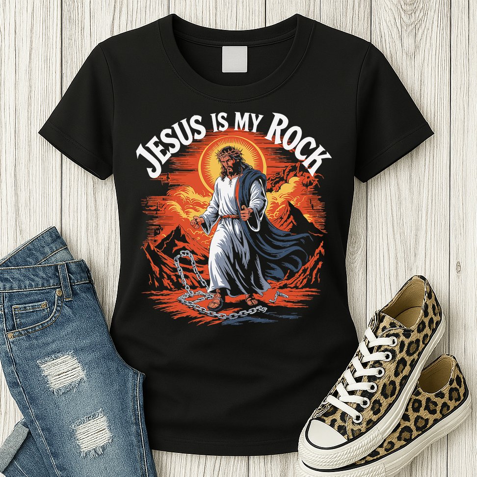 Jesus Is My Rock Biblical Christian Religious Biblical Womens T-Shirt