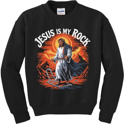 Jesus Is My Rock Biblical Christian Religious Biblical Kids Sweatshirt
