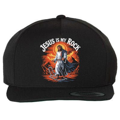 Jesus Is My Rock Biblical Christian Religious Biblical Wool Snapback Cap
