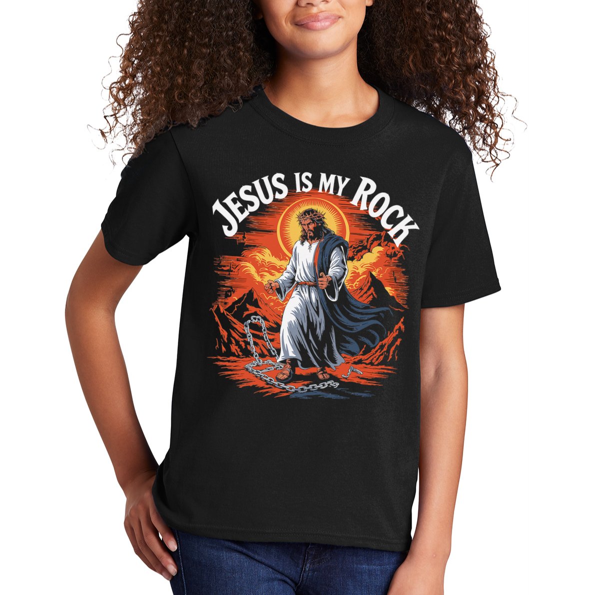 Jesus Is My Rock Biblical Christian Religious Biblical Kids T-Shirt