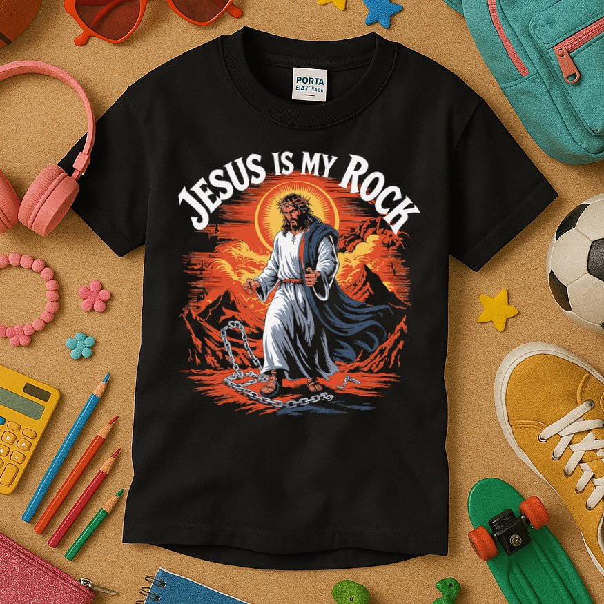 Jesus Is My Rock Biblical Christian Religious Biblical Kids T-Shirt