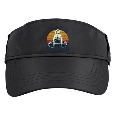 Jesus Is My Spotter Funny Christian Weightlifting Gym Gift Adult Drive Performance Visor