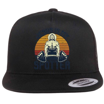 Jesus Is My Spotter Funny Christian Weightlifting Gym Gift Flatbill Hat