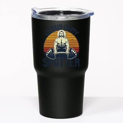 Jesus Is My Spotter Funny Christian Weightlifting Gym Gift Tumbler