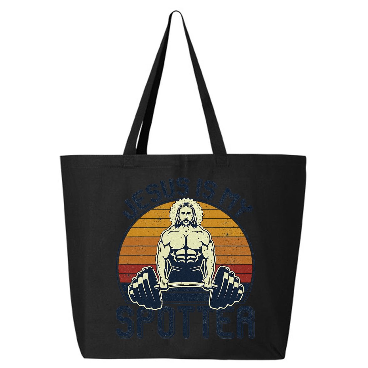 Jesus Is My Spotter Funny Christian Weightlifting Gym Gift 25L Jumbo Tote
