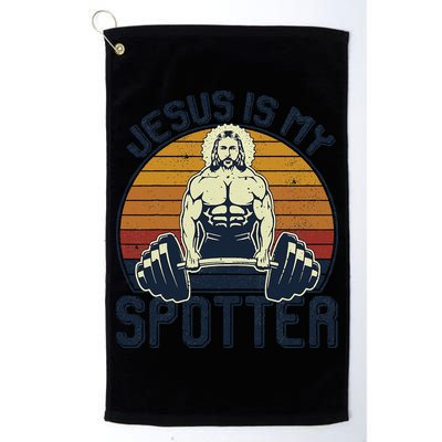 Jesus Is My Spotter Funny Christian Weightlifting Gym Gift Golf Towel