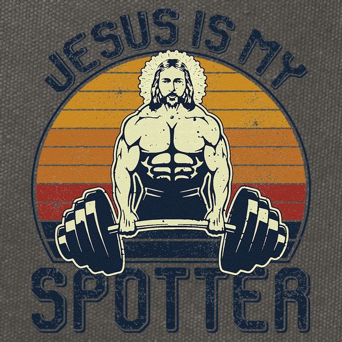 Jesus Is My Spotter Funny Christian Weightlifting Gym Gift Cotton Canvas Backpack