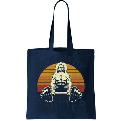 Jesus Is My Spotter Funny Christian Weightlifting Gym Gift Tote Bag