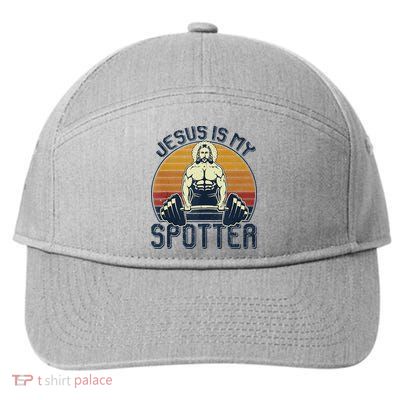 Jesus Is My Spotter Funny Christian Weightlifting Gym 7-Panel Snapback Hat