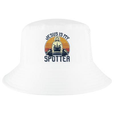 Jesus Is My Spotter Funny Christian Weightlifting Gym Cool Comfort Performance Bucket Hat