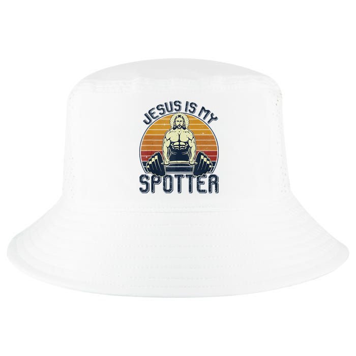 Jesus Is My Spotter Funny Christian Weightlifting Gym Cool Comfort Performance Bucket Hat