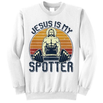 Jesus Is My Spotter Funny Christian Weightlifting Gym Sweatshirt
