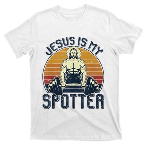 Jesus Is My Spotter Funny Christian Weightlifting Gym T-Shirt