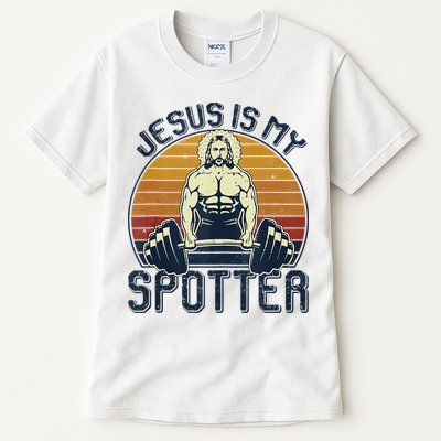 Jesus Is My Spotter Funny Christian Weightlifting Gym Tall T-Shirt